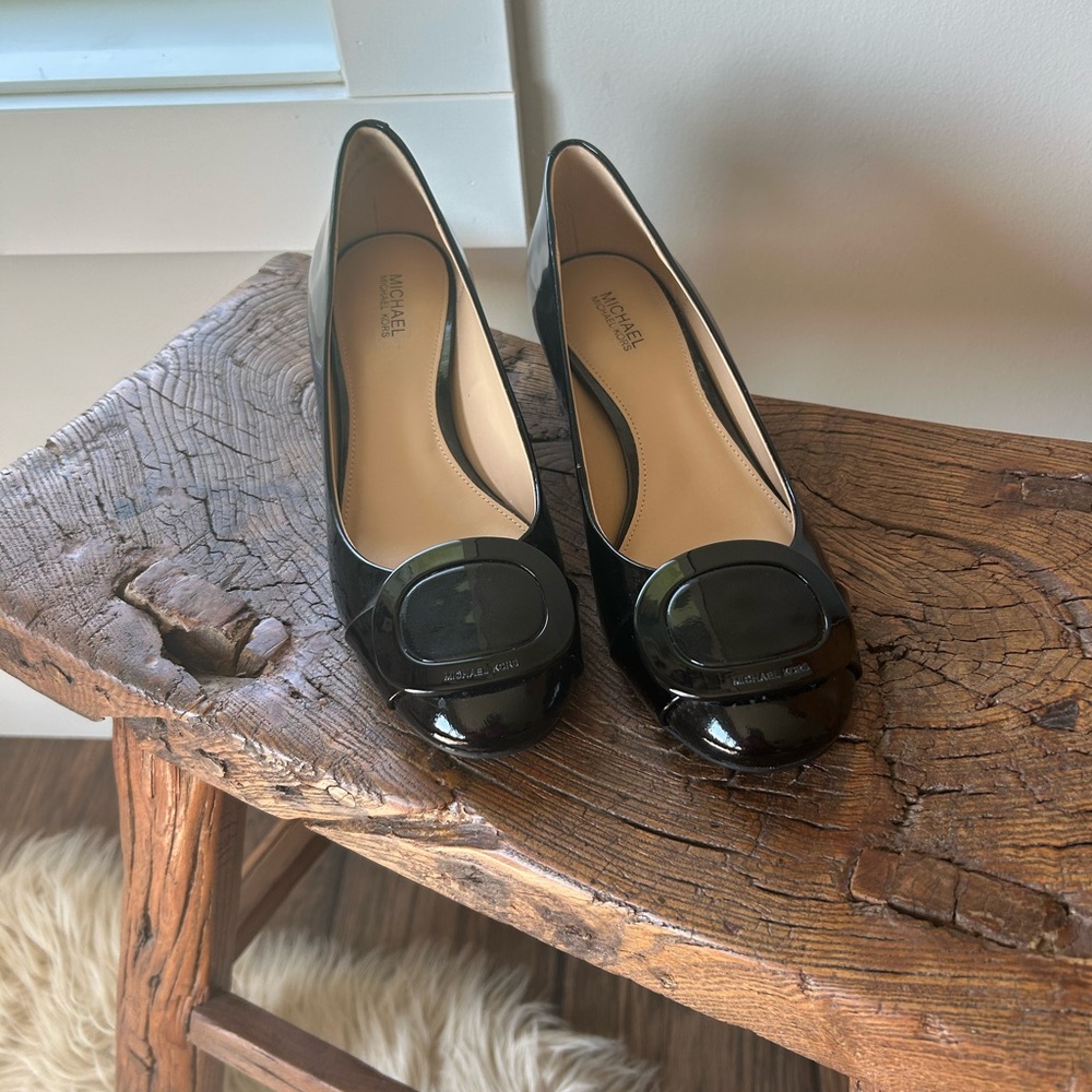 Michael Kors Black Patent Heels, Size 7, NEW